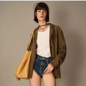 ZARA LEATHER MAXI TOTE BAG WITH TOPSTITCHING